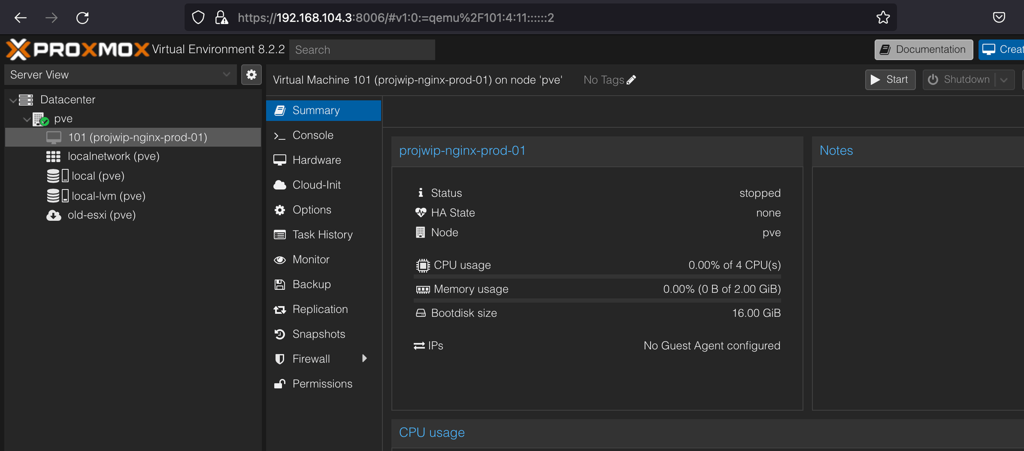 完成後可以見到Proxmox 多咗隻guest